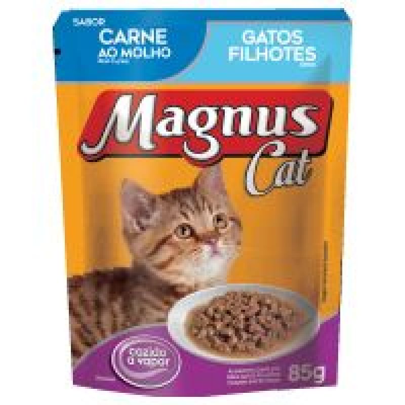 RAÇÃO ÚMIDA SACHE MAGNUS CAT PREMIUM GATOS FILHOTES CARNE AO MOLHO 