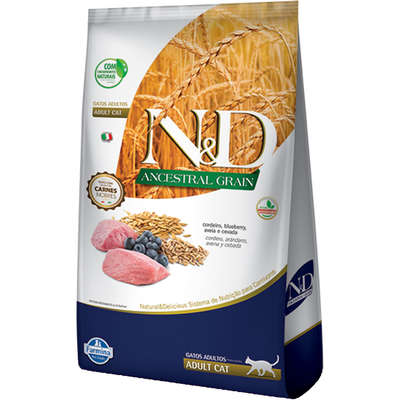 RAÇÃO SECA FARMINA N&D ANCESTRAL GRAIN CORDEIRO GATOS ADULTOS 1,5KG