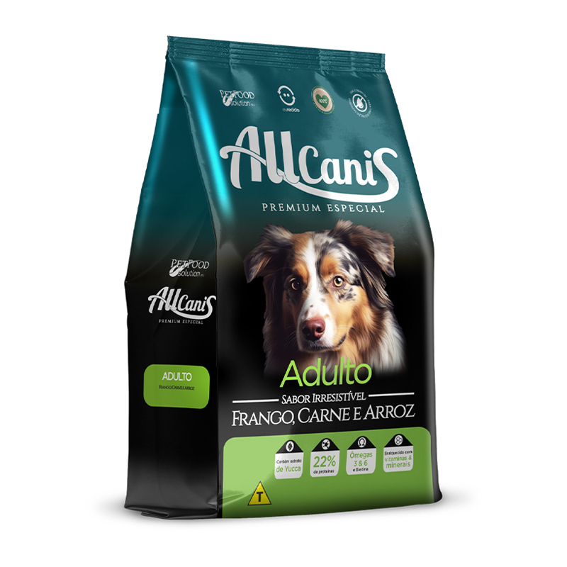 RAÇÃO ALLCANIS PARA CÃES ADULTOS DE FRANGO E CARNE 3 KG