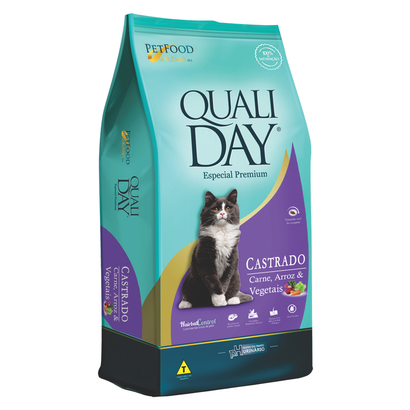 RAÇÃO QUALIDAY PARA GATOS ADULTOS CASTRADOS SABOR CARNE 1 KG