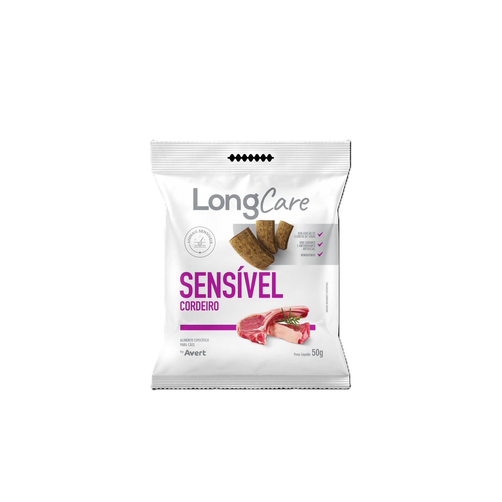 LONGCARE SENSIVEL CORDEIRO 50 G AVERT PETISCO NATURAL PARA CAES