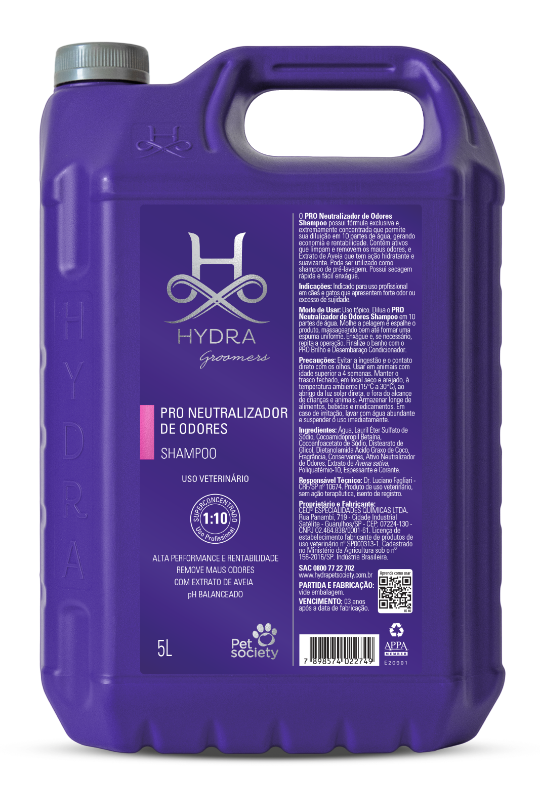 HYDRA SHAMPOO PRO NEUTRALIZADOR DE ODORES 5L 