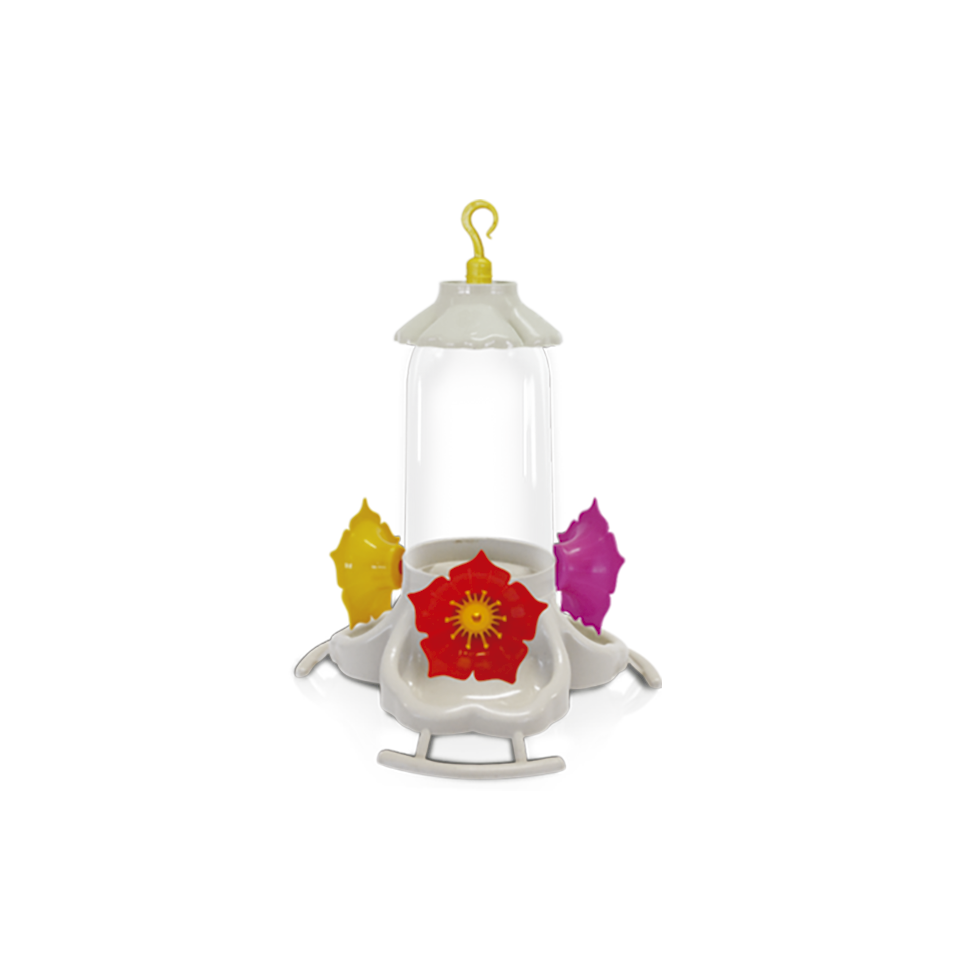 BEBEDOURO PLAST KISS POP 3 FLORES COM CHAPÉU PARA BEIJA FLOR