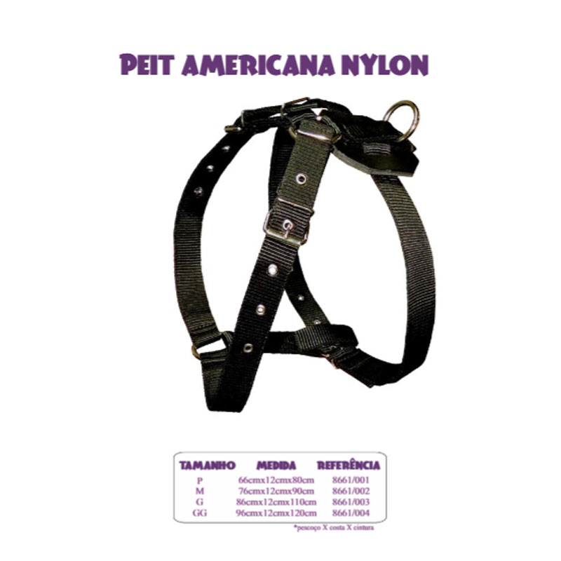 PEITORAL AMERICANA NYLON PARA CÃES - TAMANHO G