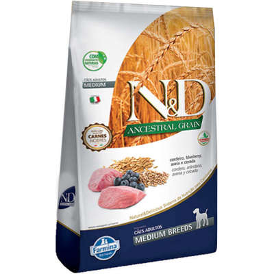 RAÇÃO SECA FARMINA N&D ANCESTRAL GRAIN CORDEIRO CÃES ADULTOS RAÇAS MÉDIAS 2,5KG