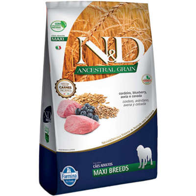 RAÇÃO SECA FARMINA N&D ANCESTRAL GRAIN CORDEIRO CÃES ADULTOS RAÇAS GRANDES 10,1KG