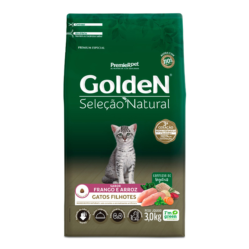 RAÇÃO SECA PREMIER SELEÇÃO NATURAL PARA GATOS FILHOTES SABOR FRANGO E ARROZ 3 KG