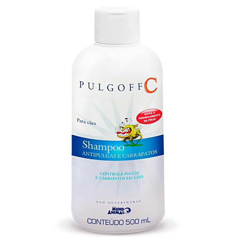 SHAMPOO ANTIPULGAS E ANTICARRAPATOS MUNDO ANIMAL PULGOFF PARA CÃES 500 ML