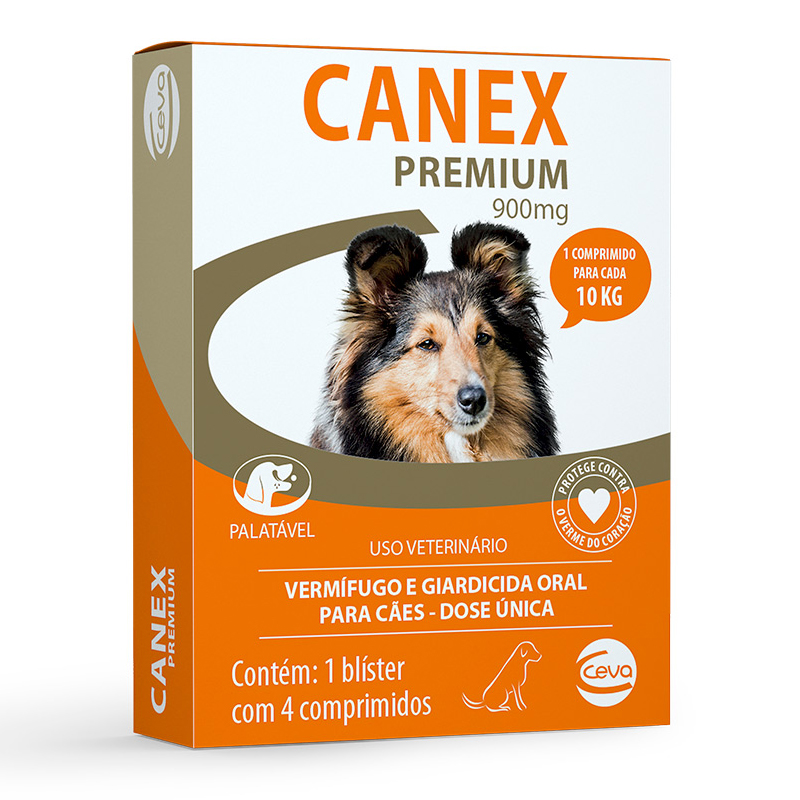 Vermífugo Canex Premium 900 mg para Cães 900mg com 4 comprimidos