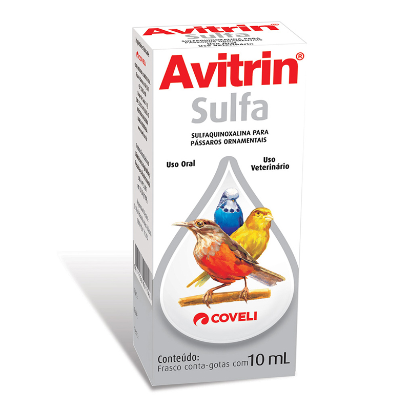 Antibiótico COVELI Avitrin Sulfa para pássaros 10 ml