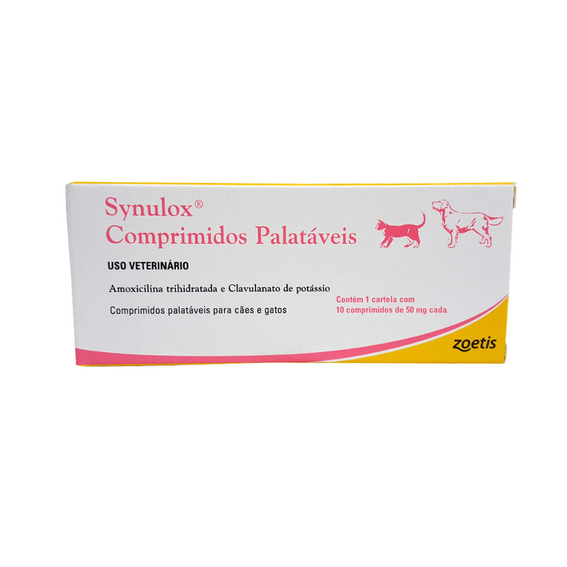 ANTIBIÓTICO SYNULOX 50MG ZOETIS PARA CÃES E GATOS - 10 COMPRIMIDOS