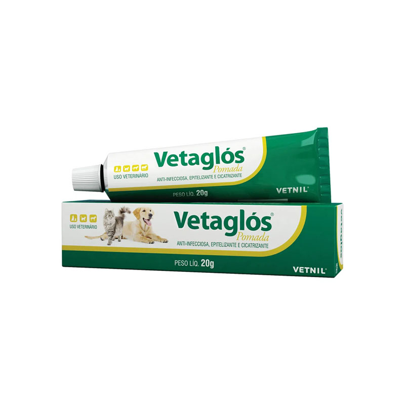 Pomada Cicatrizante Vetaglós Vetnil para Cães e Gatos 20 gr