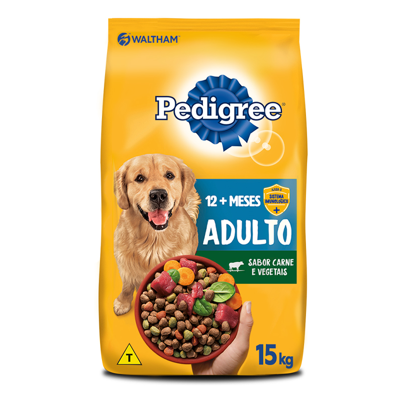 RAÇÃO SECA PEDIGREE CARNE E VEGETAIS PARA CÃES ADULTOS RAÇAS MÉDIAS E GRANDES 15KG