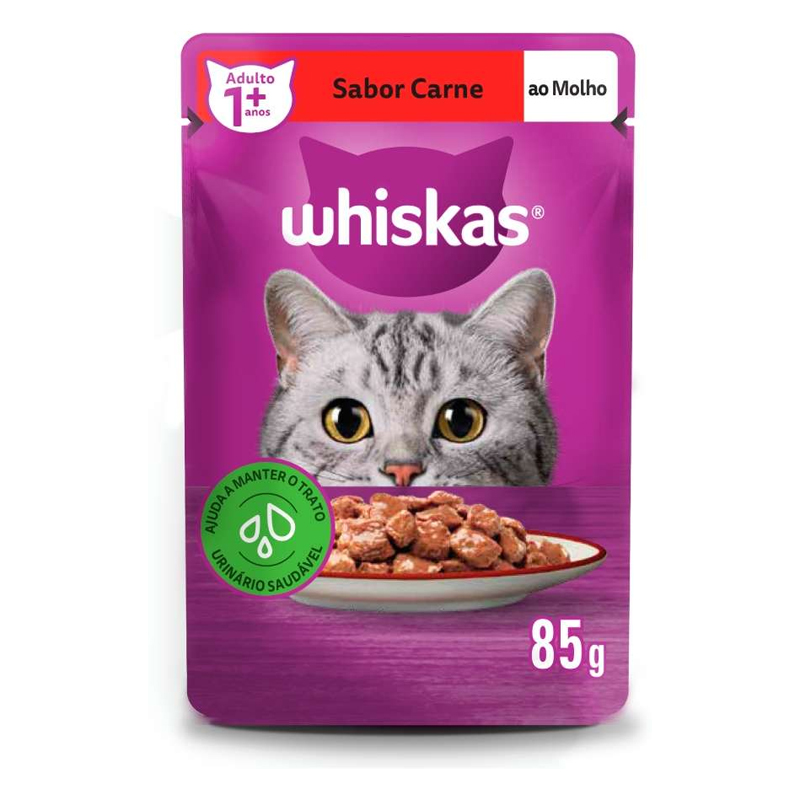 Ração Úmida Whiskas Sachê Carne ao Molho para Gatos Adultos 85gr