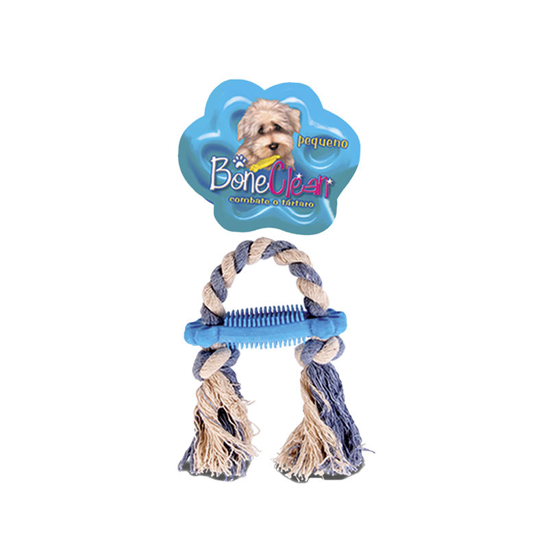 BRINQUEDO MORDEDOR BONE CLEAN PLUS PEQUENO COM CORDA PARA CÃES PLAST PET