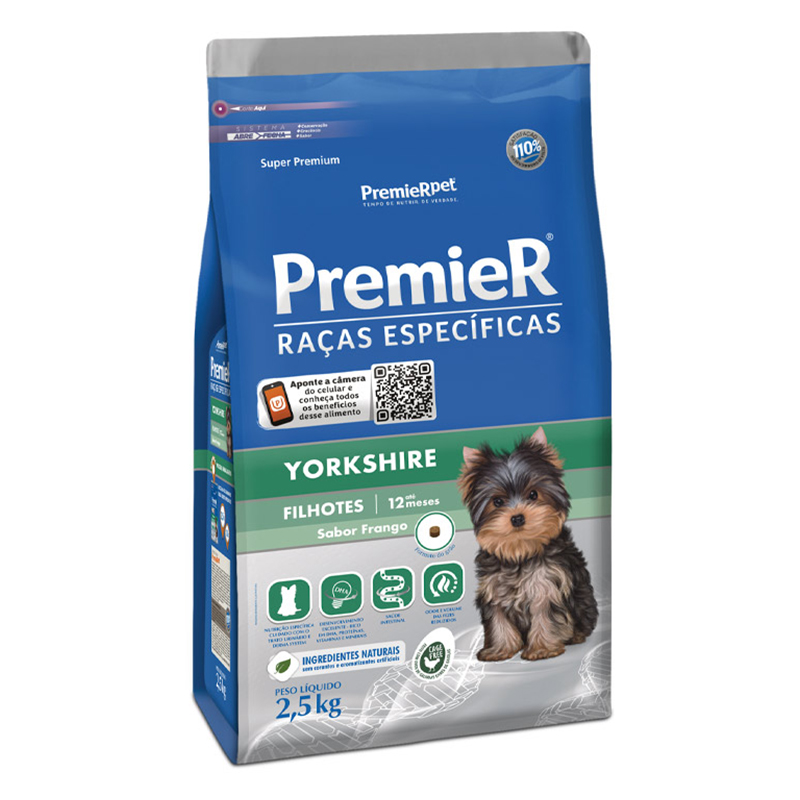 RAÇÃO SECA PREMIER PET RAÇAS ESPECÍFICAS YORKSHIRE FILHOTES SABOR FRANGO 2,5 KG