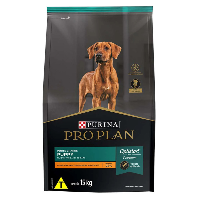 RAÇÃO SECA NESTLÉ PURINA PRO PLAN FRANGO CÃES FILHOTES RAÇAS GRANDES 15KG 