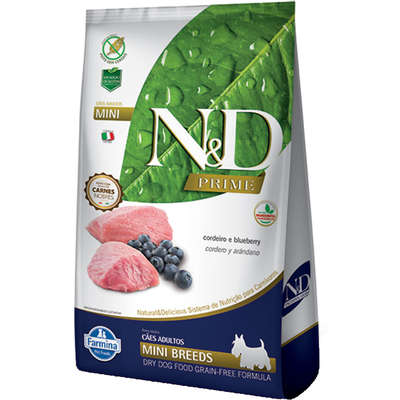 RAÇÃO SECA FARMINA N&D PRIME CORDEIRO E BLUEBERRY CÃES ADULTOS RAÇAS PEQUENAS 10,1KG