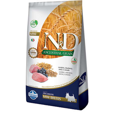 RAÇÃO SECA FARMINA N&D ANCESTRAL GRAIN CORDEIRO CÃES ADULTOS RAÇAS PEQUENAS 10,1KG