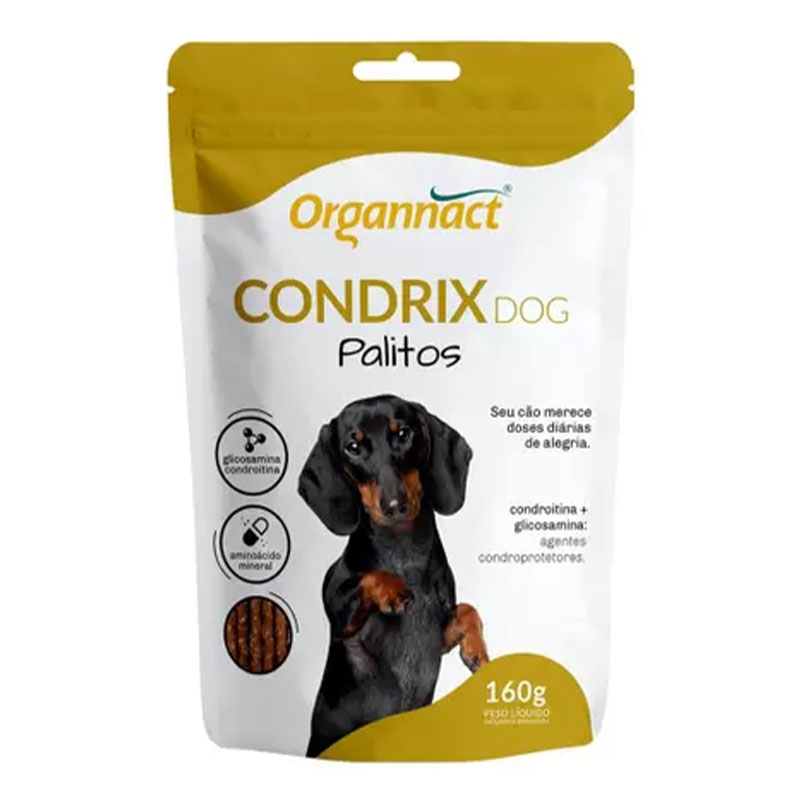 SUPLEMENTO PARA ARTICULAÇÕES ORGANNACT CONDRIX DOG PALITO PARA CÃES 160 GR