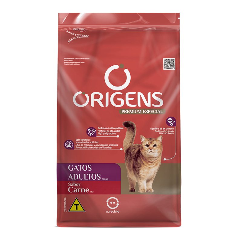 RAÇÃO SECA ORIGENS PREMIUM ESPECIAL GATOS ADULTOS SABOR CARNE 1KG