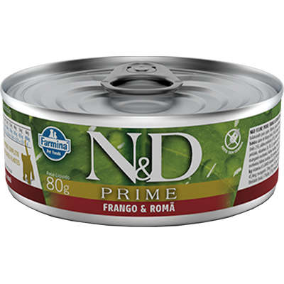 RAÇÃO ÚMIDA LATA FARMINA N&D PRIME GRAIN FRANGO & ROMÃ PARA GATOS FILHOTES 80GR