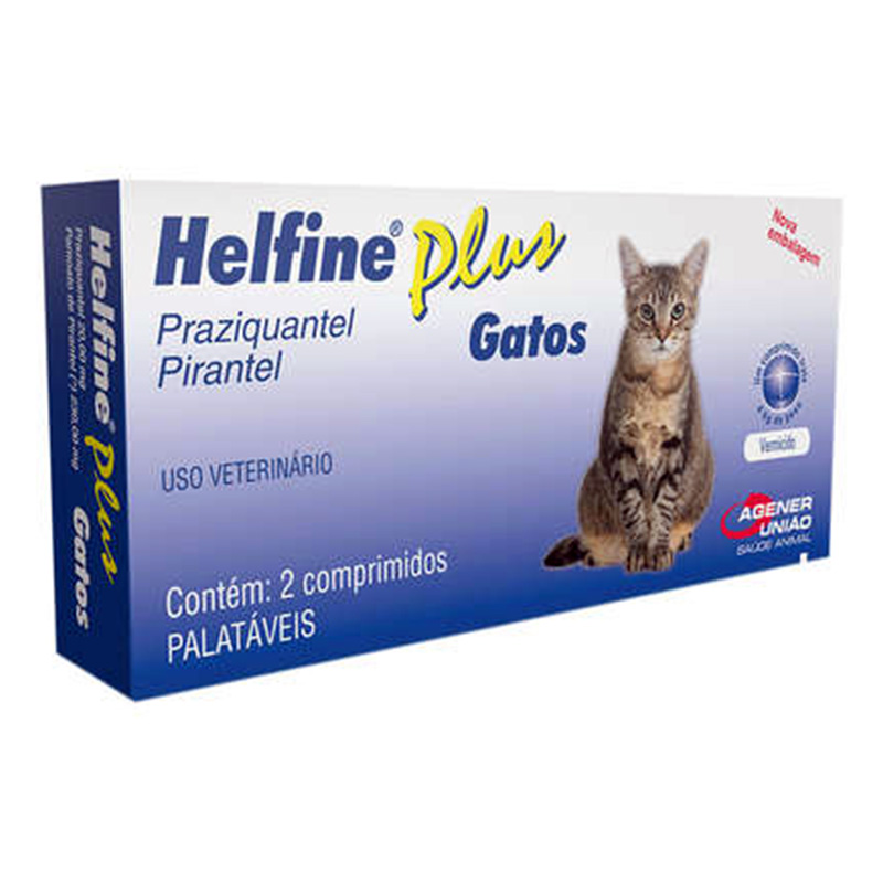 Vermífugo Helfine Plus para Gatos com 2 comprimidos