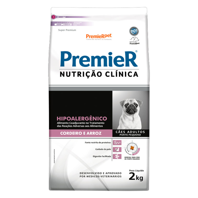 Ração Premier Nutrição Clínica Hipoalergênico para Cães Adultos Pequeno Porte sabor CORDEIRO 2 kg