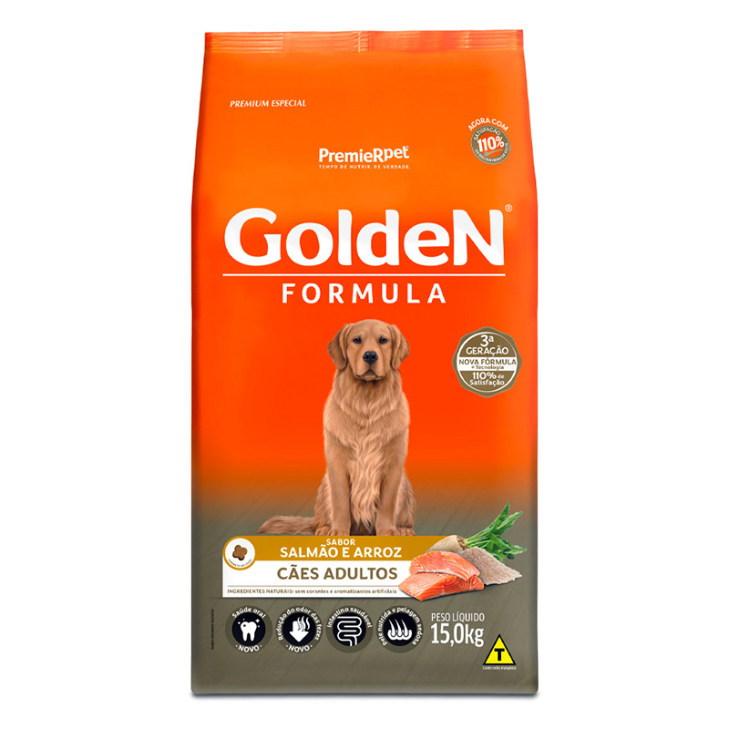 RAÇÃO PREMIER GOLDEN PARA CÃES ADULTOS SABOR SALMÃO E ARROZ 15 KG