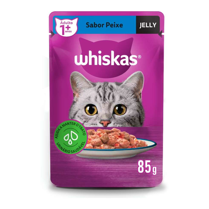 RAÇÃO ÚMIDA WHISKAS SACHÊ PEIXE AO MOLHO PARA GATOS SÊNIOR 7 + ANOS - 85GR