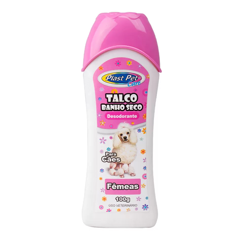 TALCO desodorante para cães fêmeas banho à seco 100 gramas PLASt PET 