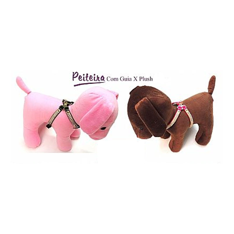 GUIA COM PEITORAL X PLUSH PARA CÃES - MÉDIO