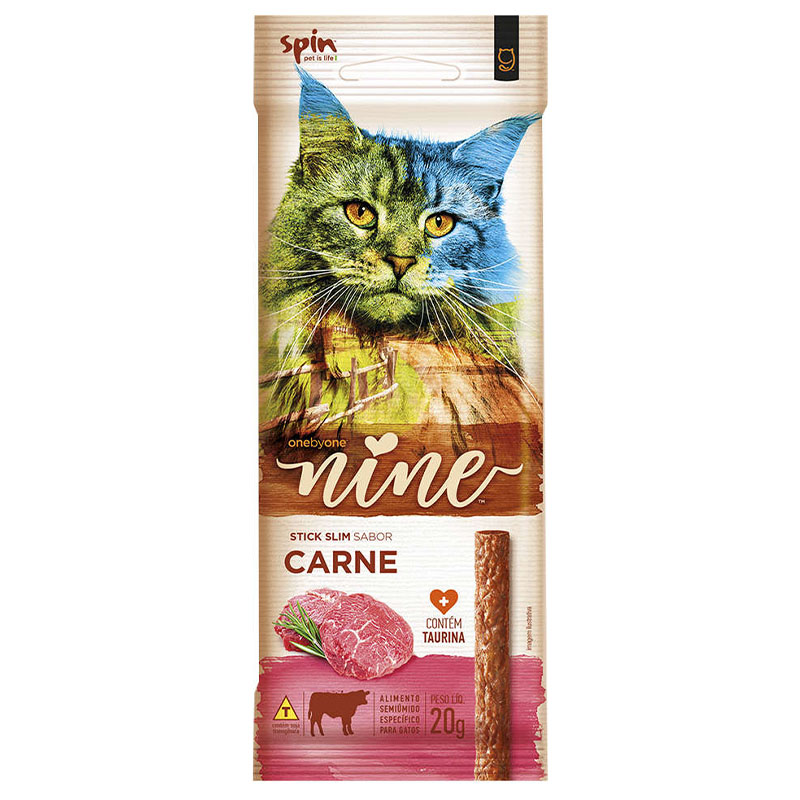 STICK petisco bifinho para gatos NINECAT SPIN PET sabor CARNE 20 GR