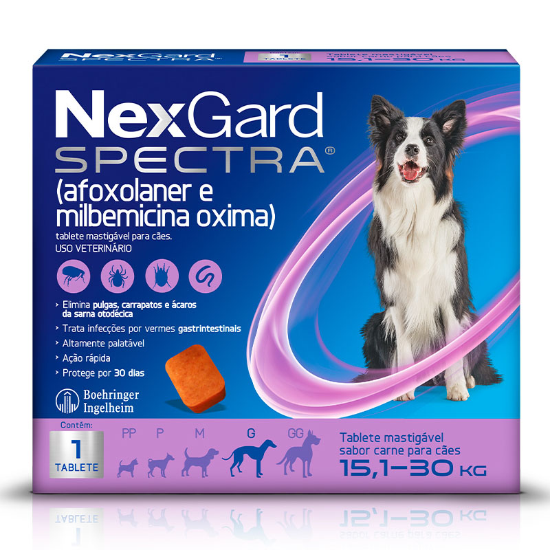 ANTI PULGAS E CARRAPATOS NEXGARD SPECTRA 15,1 KG A 30 KG - 1 TABLETE