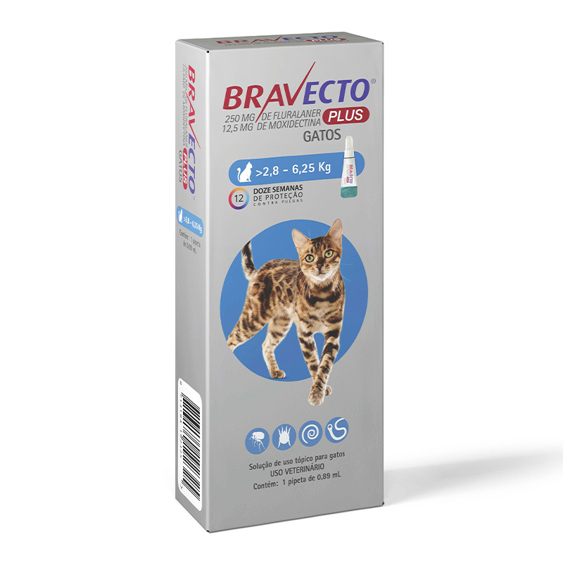 ANTI PULGAS BRAVECTO PLUS PARA GATOS DE 2,8KG A 6,2KG