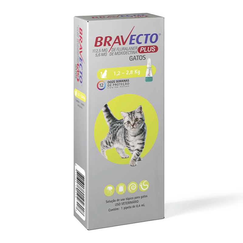 ANTI PULGAS BRAVECTO PLUS PARA GATOS DE ATÉ 2,5 KG