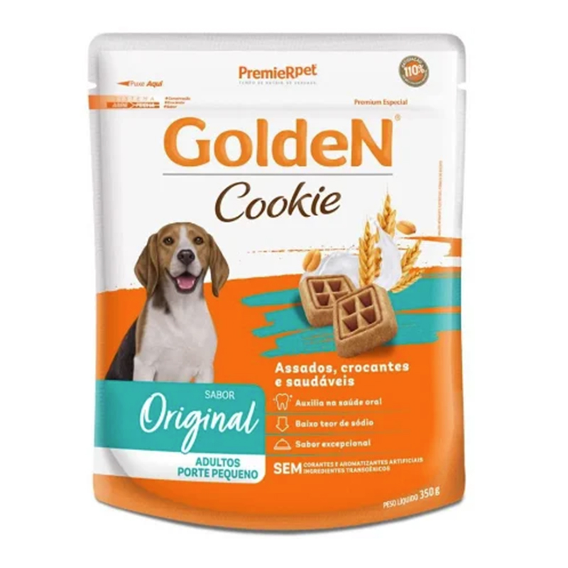 biscoito golden cookie para cães adultos porte pequeno sabor original 350 gramas