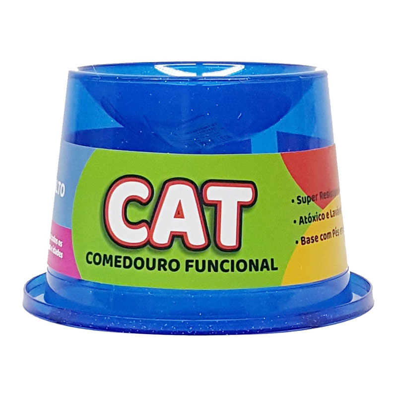 Comedouro funcional Pet Toys Alto Antiformiga Azul com Glitter para Gatos - 250 ml