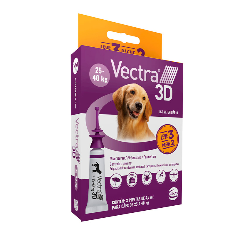 COMBO ANTIPULGAS VECTRA 3D PROMO PARA CÃES 25 A 40KG