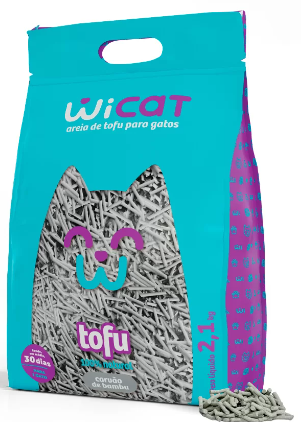 areia Granulado Higiênico WiCat Tofu Carvão de Bambu para Gatos 2,1kg
