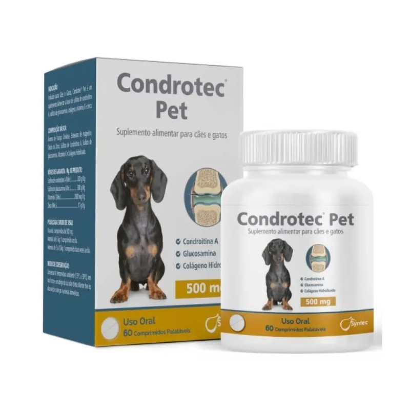 SUPLEMENTO ALIMENTAR SYNTEC CONDROTEC PET 500 MG PARA CÃES E GATOS