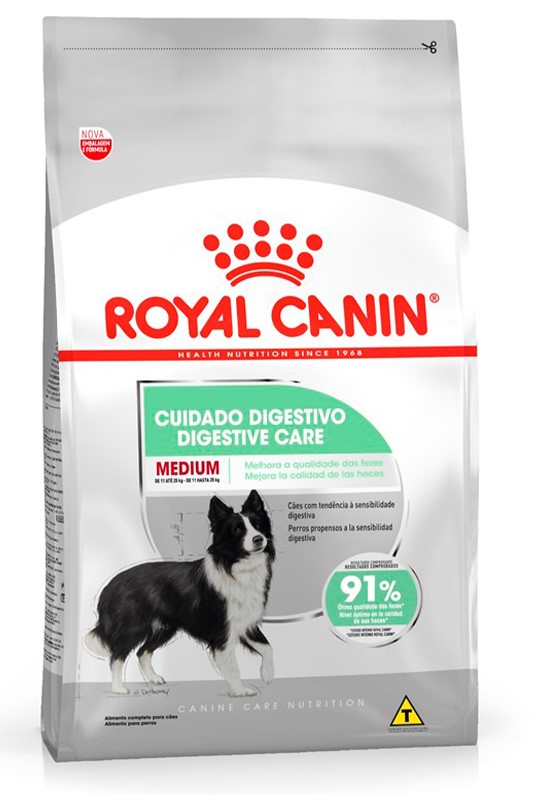 RAÇÃO SECA ROYAL CANIN CUIDADO DIGESTIVO PARA CÃES ADULTOS DE RAÇAS MÉDIAS SABOR FRANGO 15KG