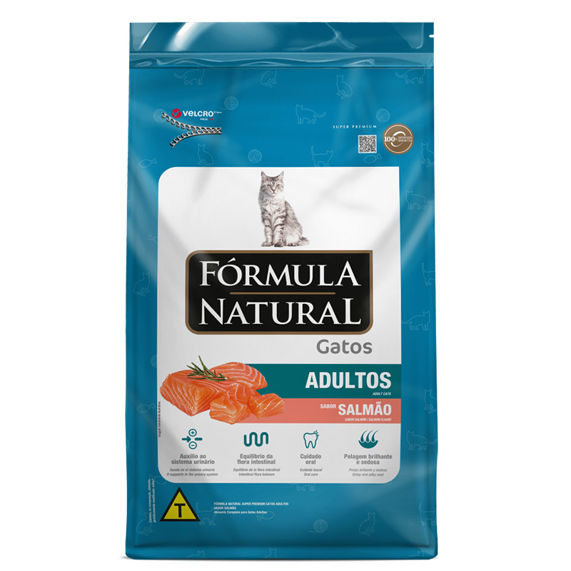 RAÇÃO SECA FÓRMULA NATURAL SUPER PREMIUM GATOS ADULTOS SABOR SALMÃO 7KG