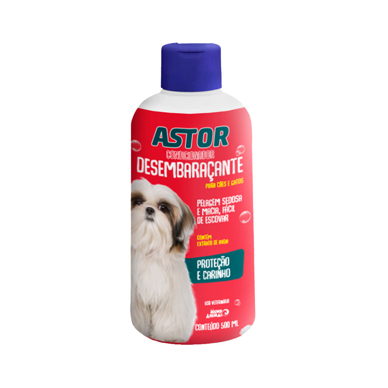 CONDICIONADOR ASTOR MUNDO ANIMAL DESEMBARAÇANTE PARA CÃES E GATOS - 500 ML