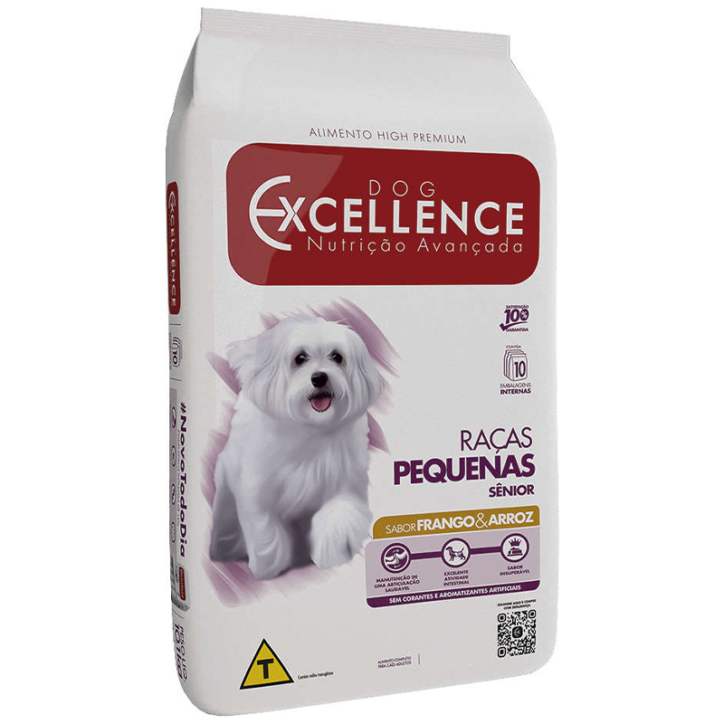 RAÇÃO SECA PARA CÃES SÊNIOR DE RAÇAS PEQUENAS DOG EXCELLENCE SABOR FRANGO E ARROZ 1 KG