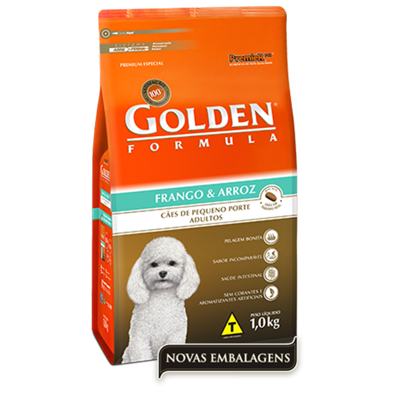 RAÇÃO SECA PREMIER GOLDEN PARA CÃES ADULTOS SABOR FRANGO E ARROZ MINI BITS 1 KG