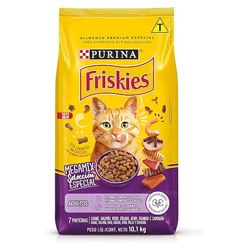 RAÇÃO SECA NESTLÉ PURINA FRISKIES MAR DE SABORES PARA GATOS ADULTOS 10,1KG