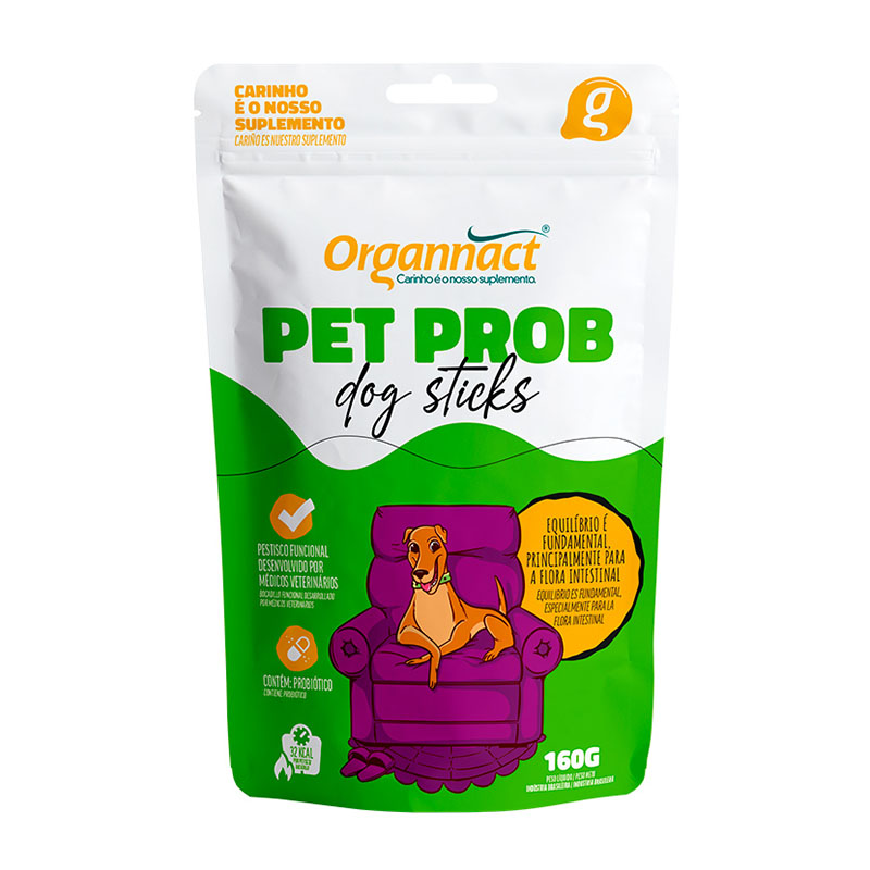 SUPLEMENTO PARA EQUILÍBRIO INTESTINAL DE CÃES ORGANNACT PET PROB DOG STICKS 160 GR