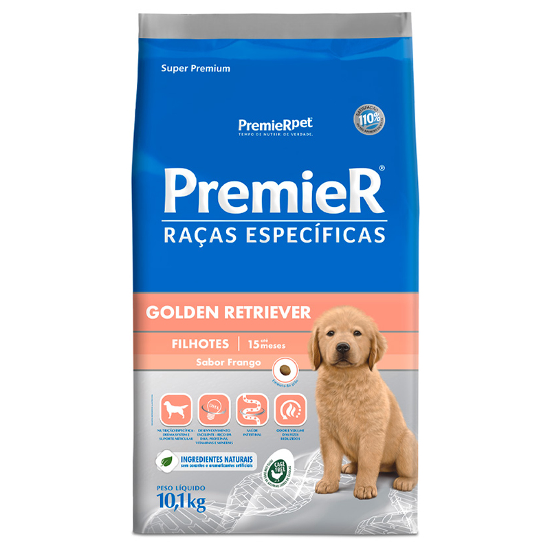 RAÇÃO SECA PREMIER RAÇAS ESPECÍFICAS PARA GOLDEN RETRIEVER FILHOTES SABOR FRANGO 10,1KG