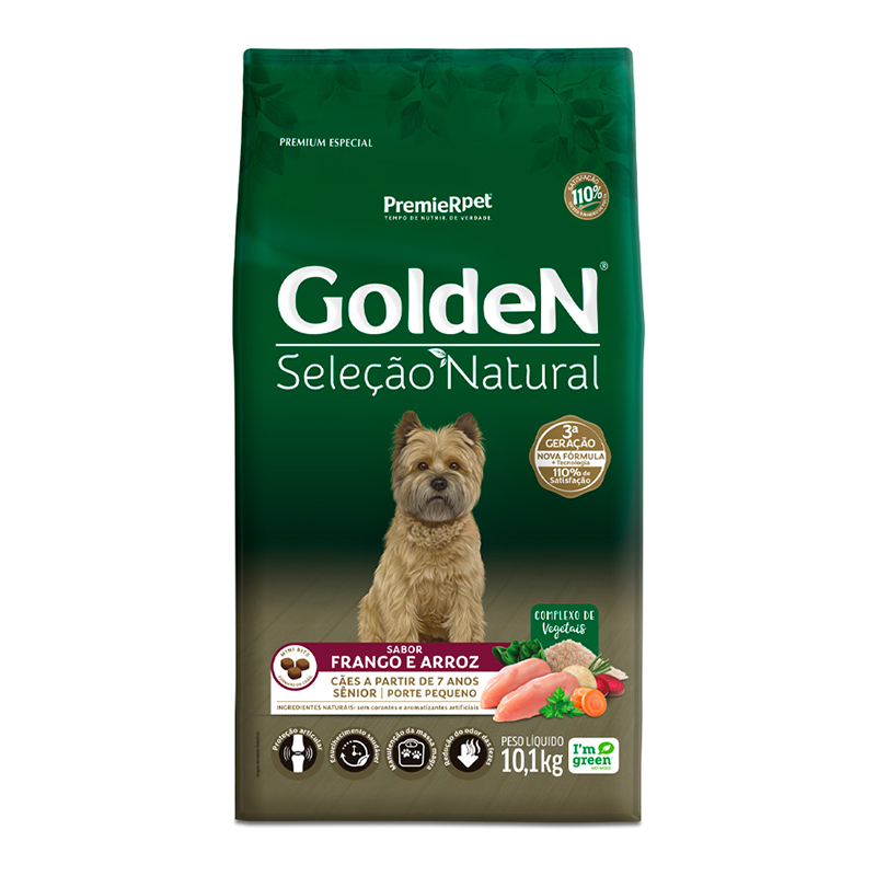 RAÇÃO SELEÇÃO NATURAL PARA CÃES SÊNIOR DE PEQUENO PORTE SABOR FRANGO E ARROZ 10,1 KG